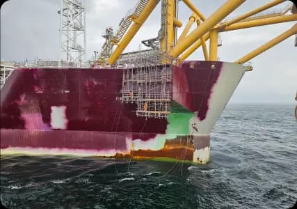 Marine vessel undergoing professional maintenance and inspection